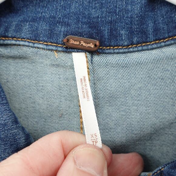 Free People Denim Jumpsuit SZ XS Zip Up Long Sleeve Collared Workwear Utility - Picture 5 of 11